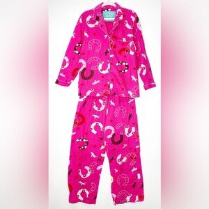 Victoria’s Secret Cotton Flannel Equestrian Horse Cowgirl Pajama Set Pink Large